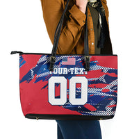 Personalized United States Soccer Eagle Leather Tote Bag American Flag Grunge Patriot Art
