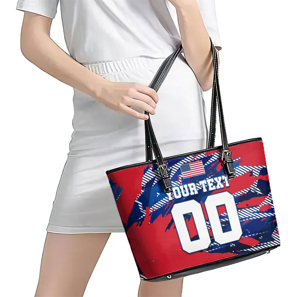 Personalized United States Soccer Eagle Leather Tote Bag American Flag Grunge Patriot Art