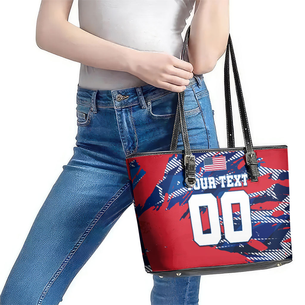 Personalized United States Soccer Eagle Leather Tote Bag American Flag Grunge Patriot Art
