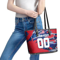 Personalized United States Soccer Eagle Leather Tote Bag American Flag Grunge Patriot Art