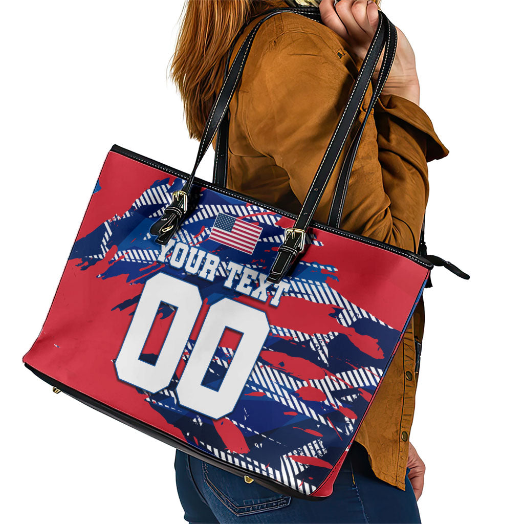 Personalized United States Soccer Eagle Leather Tote Bag American Flag Grunge Patriot Art