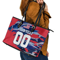 Personalized United States Soccer Eagle Leather Tote Bag American Flag Grunge Patriot Art