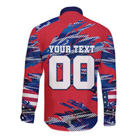 Personalized United States Soccer Eagle Long Sleeve Button Shirt American Flag Grunge Patriot Art