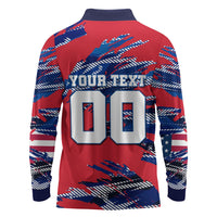 Personalized United States Soccer Eagle Long Sleeve Polo Shirt American Flag Grunge Patriot Art