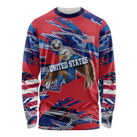 Personalized United States Soccer Eagle Long Sleeve Shirt American Flag Grunge Patriot Art