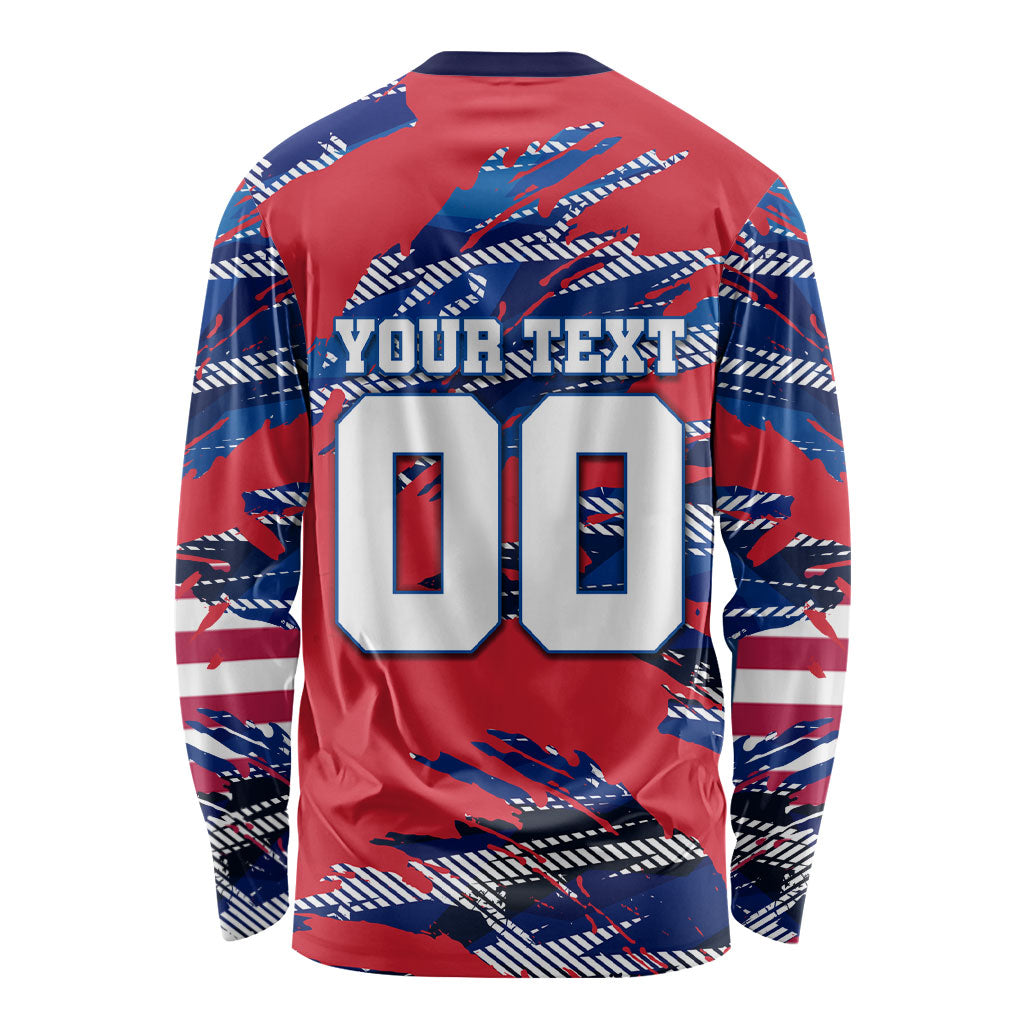 Personalized United States Soccer Eagle Long Sleeve Shirt American Flag Grunge Patriot Art