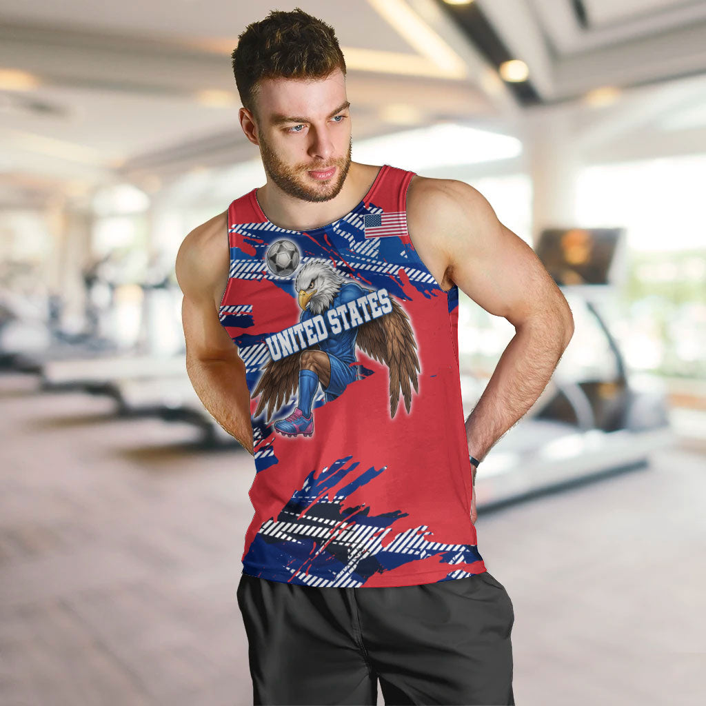 Personalized United States Soccer Eagle Men Tank Top American Flag Grunge Patriot Art