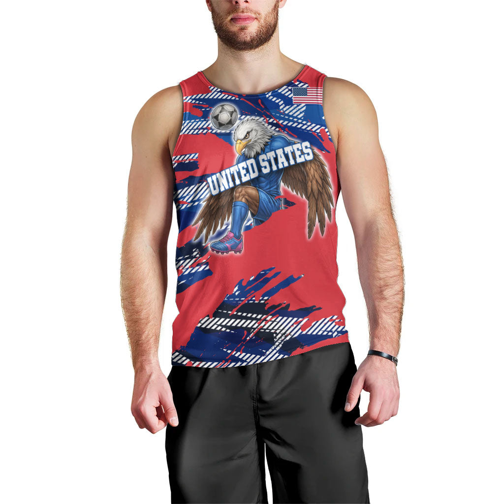 Personalized United States Soccer Eagle Men Tank Top American Flag Grunge Patriot Art