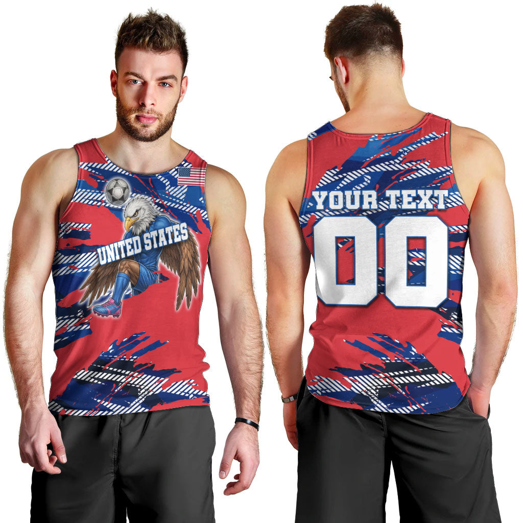 Personalized United States Soccer Eagle Men Tank Top American Flag Grunge Patriot Art