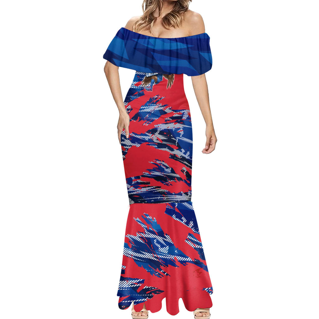 Personalized United States Soccer Eagle Mermaid Dress American Flag Grunge Patriot Art