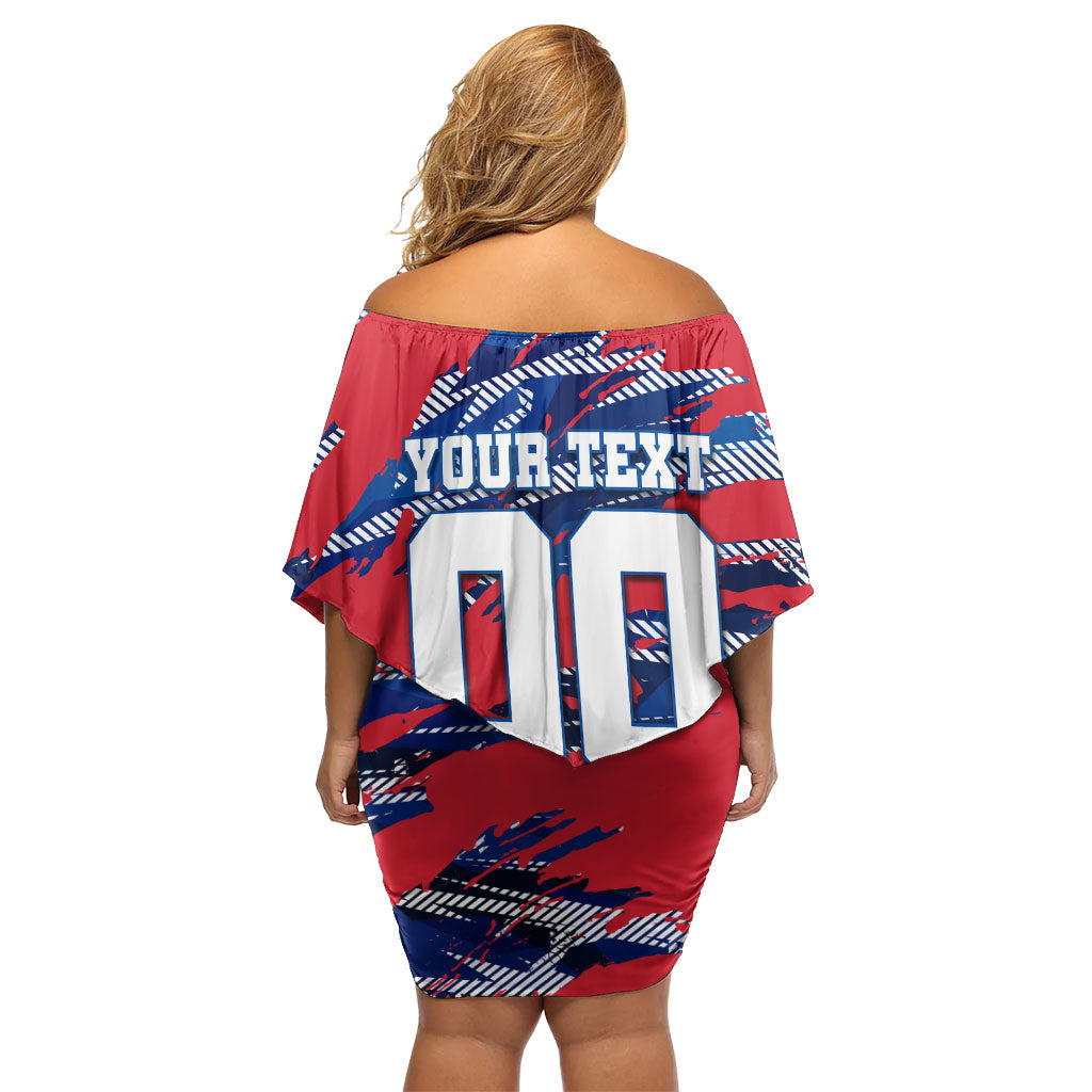 Personalized United States Soccer Eagle Off Shoulder Short Dress American Flag Grunge Patriot Art