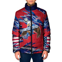 Personalized United States Soccer Eagle Padded Jacket American Flag Grunge Patriot Art