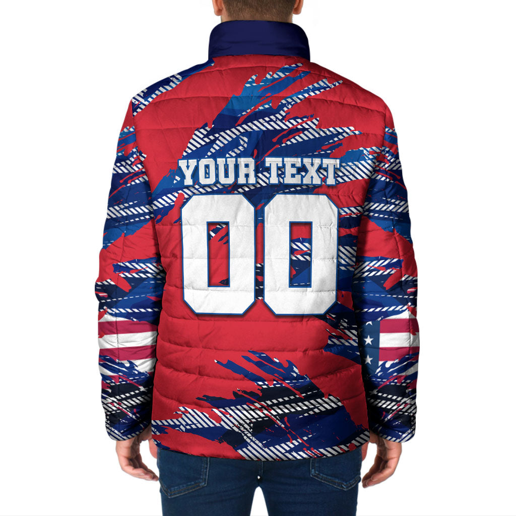 Personalized United States Soccer Eagle Padded Jacket American Flag Grunge Patriot Art