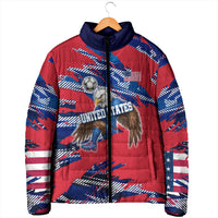 Personalized United States Soccer Eagle Padded Jacket American Flag Grunge Patriot Art