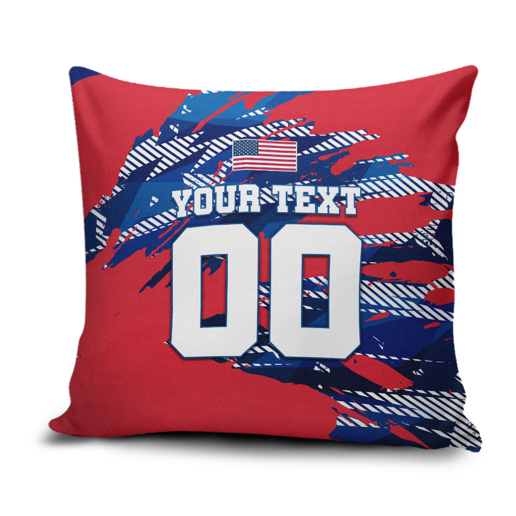 Personalized United States Soccer Eagle Pillow Cover American Flag Grunge Patriot Art