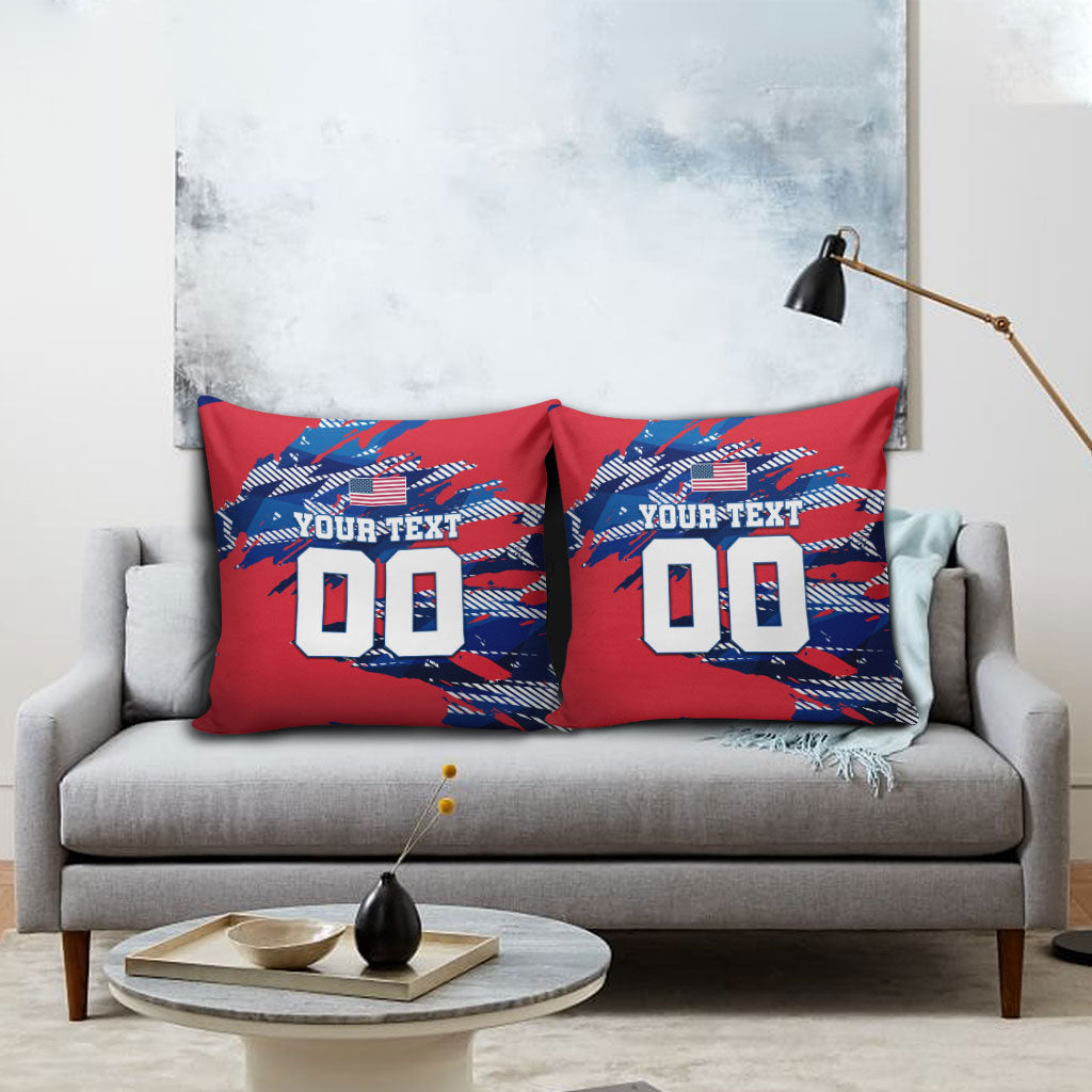 Personalized United States Soccer Eagle Pillow Cover American Flag Grunge Patriot Art