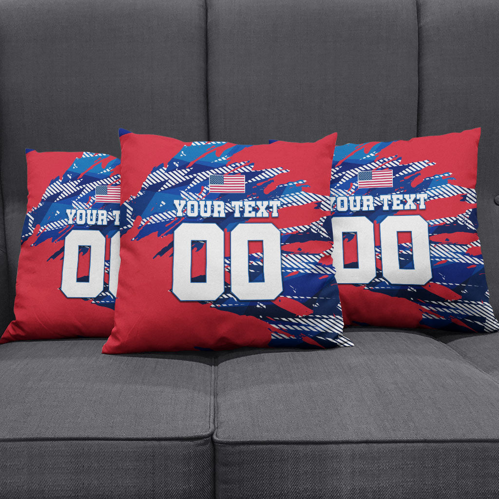 Personalized United States Soccer Eagle Pillow Cover American Flag Grunge Patriot Art