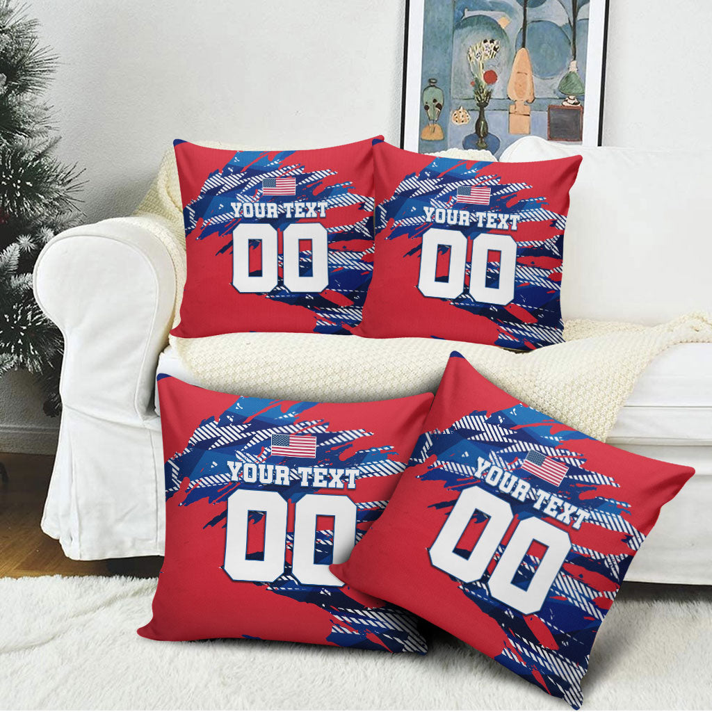 Personalized United States Soccer Eagle Pillow Cover American Flag Grunge Patriot Art