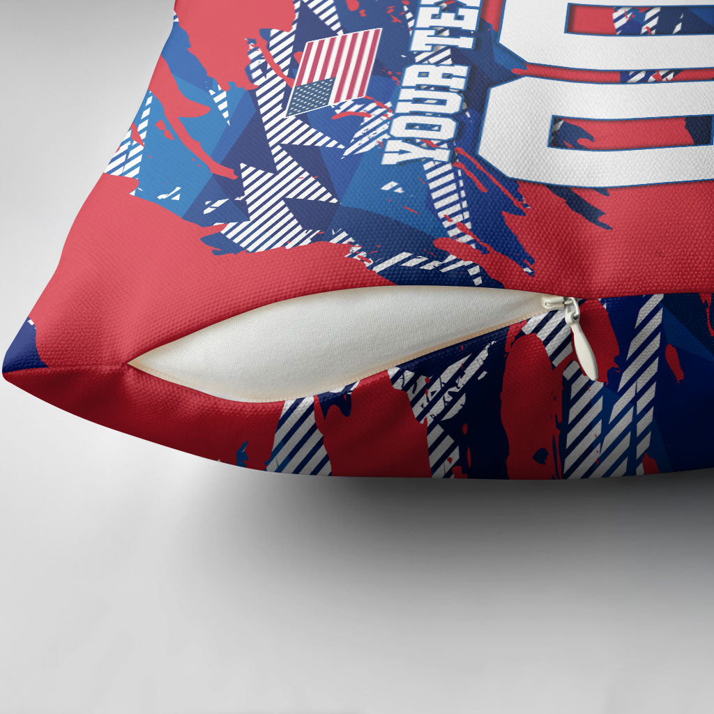 Personalized United States Soccer Eagle Pillow Cover American Flag Grunge Patriot Art