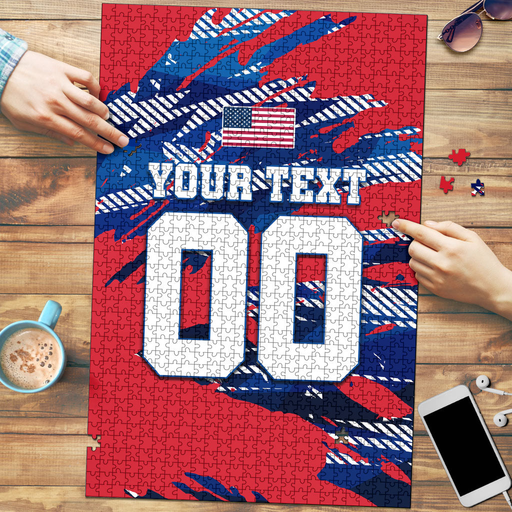 Personalized United States Soccer Eagle Puzzle American Flag Grunge Patriot Art