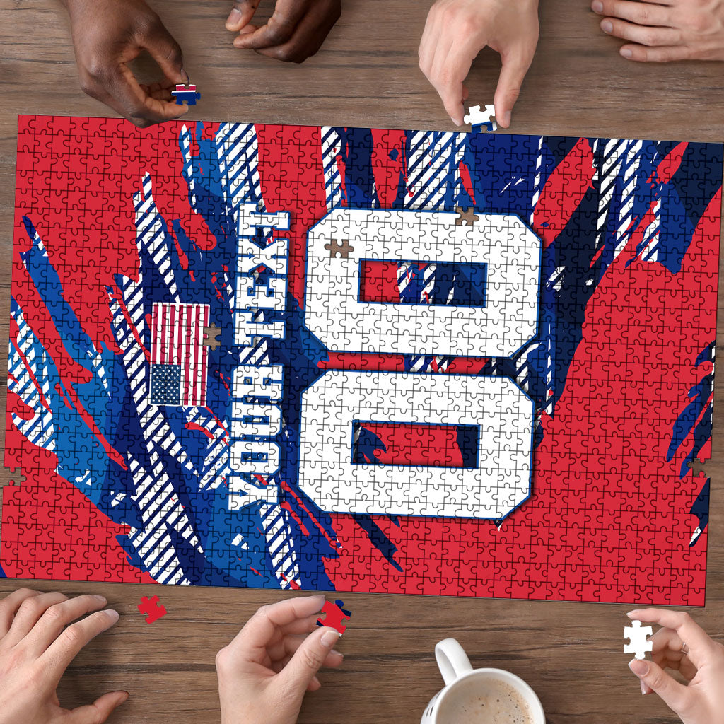 Personalized United States Soccer Eagle Puzzle American Flag Grunge Patriot Art
