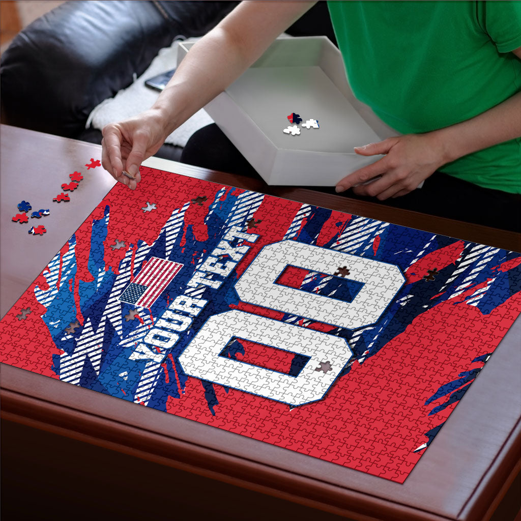 Personalized United States Soccer Eagle Puzzle American Flag Grunge Patriot Art