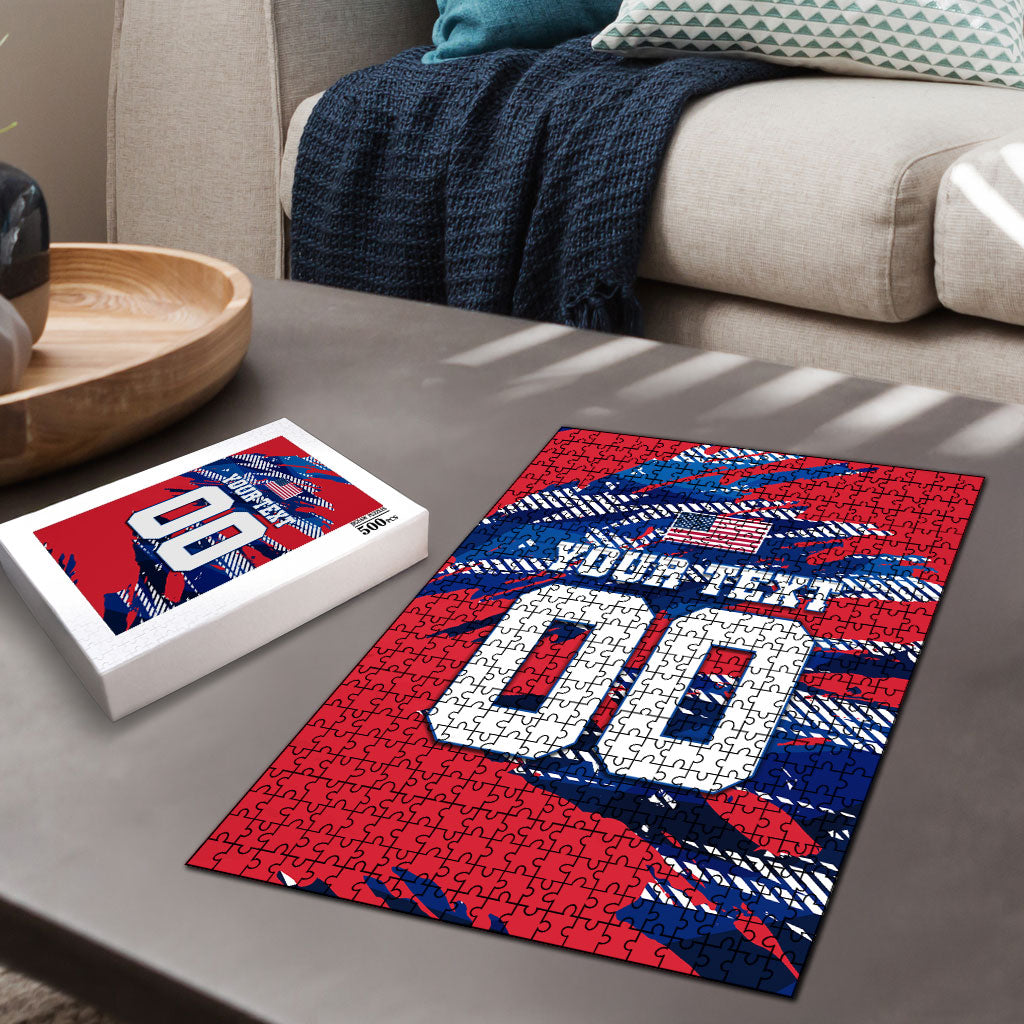 Personalized United States Soccer Eagle Puzzle American Flag Grunge Patriot Art