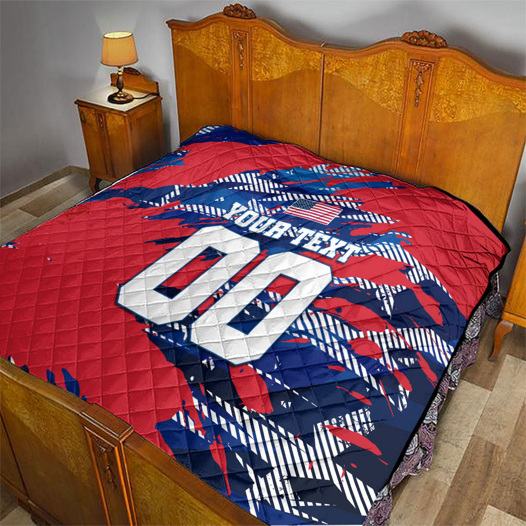Personalized United States Soccer Eagle Quilt American Flag Grunge Patriot Art