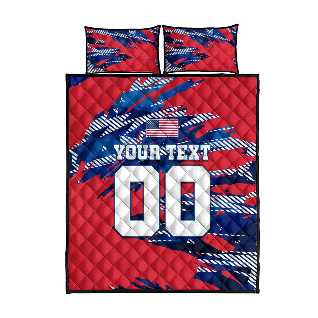 Personalized United States Soccer Eagle Quilt Bed Set American Flag Grunge Patriot Art