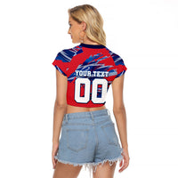 Personalized United States Soccer Eagle Raglan Cropped T Shirt American Flag Grunge Patriot Art