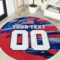 Personalized United States Soccer Eagle Round Carpet American Flag Grunge Patriot Art