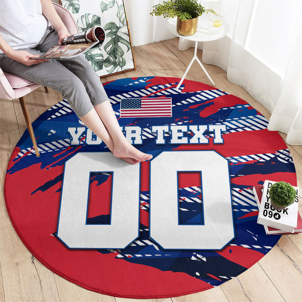 Personalized United States Soccer Eagle Round Carpet American Flag Grunge Patriot Art