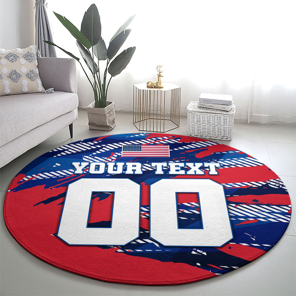 Personalized United States Soccer Eagle Round Carpet American Flag Grunge Patriot Art