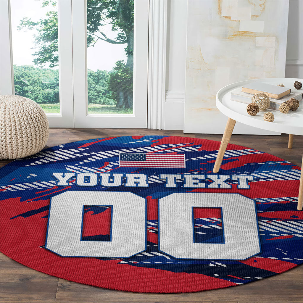 Personalized United States Soccer Eagle Round Carpet American Flag Grunge Patriot Art