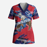 Personalized United States Soccer Eagle Scrub Top American Flag Grunge Patriot Art