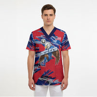 Personalized United States Soccer Eagle Scrub Top American Flag Grunge Patriot Art