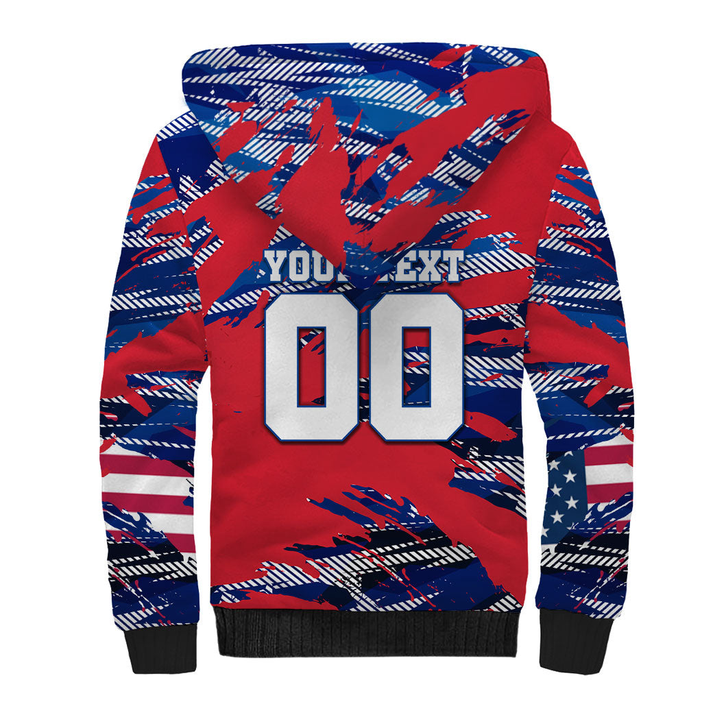 Personalized United States Soccer Eagle Sherpa Hoodie American Flag Grunge Patriot Art
