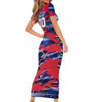 Personalized United States Soccer Eagle Short Sleeve Bodycon Dress American Flag Grunge Patriot Art