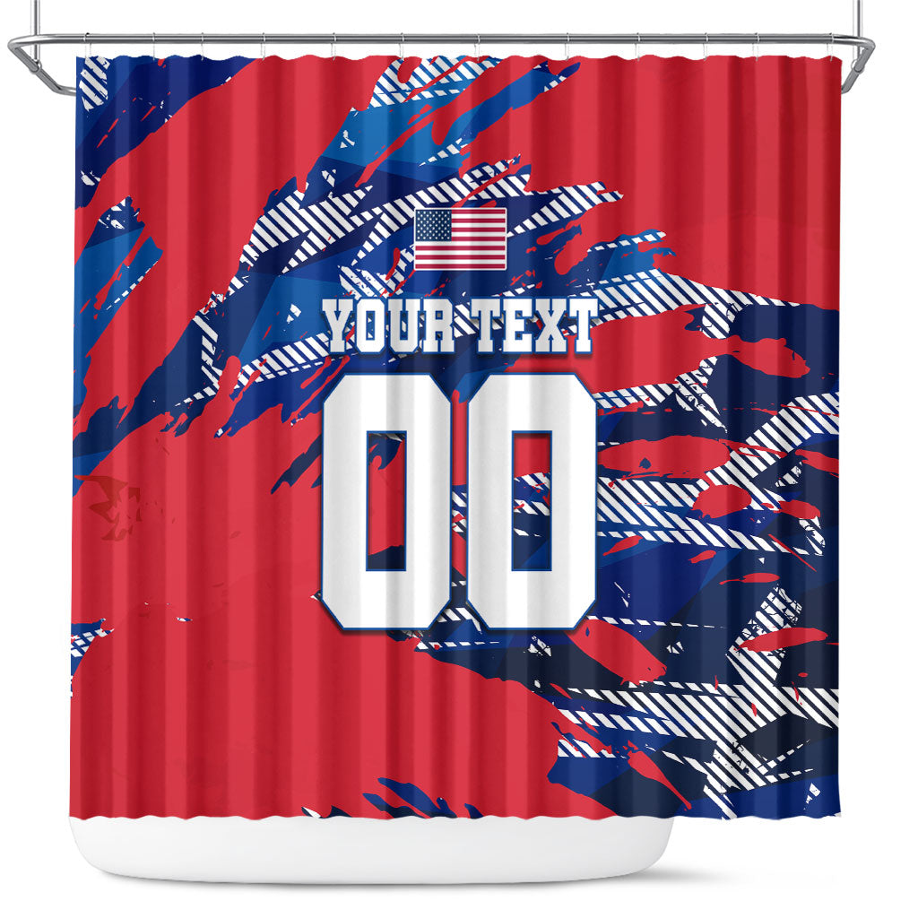 Personalized United States Soccer Eagle Shower Curtain American Flag Grunge Patriot Art