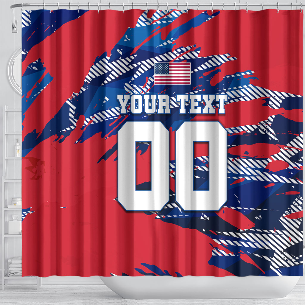 Personalized United States Soccer Eagle Shower Curtain American Flag Grunge Patriot Art
