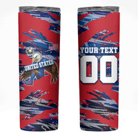 Personalized United States Soccer Eagle Skinny Tumbler American Flag Grunge Patriot Art