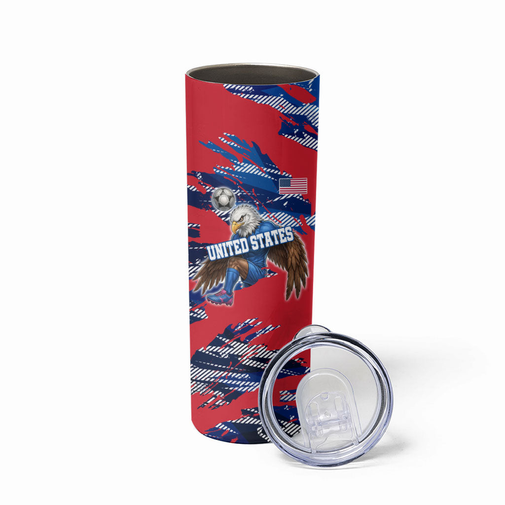Personalized United States Soccer Eagle Skinny Tumbler American Flag Grunge Patriot Art