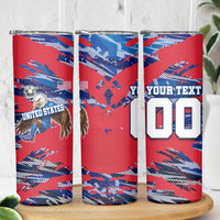 Personalized United States Soccer Eagle Skinny Tumbler American Flag Grunge Patriot Art