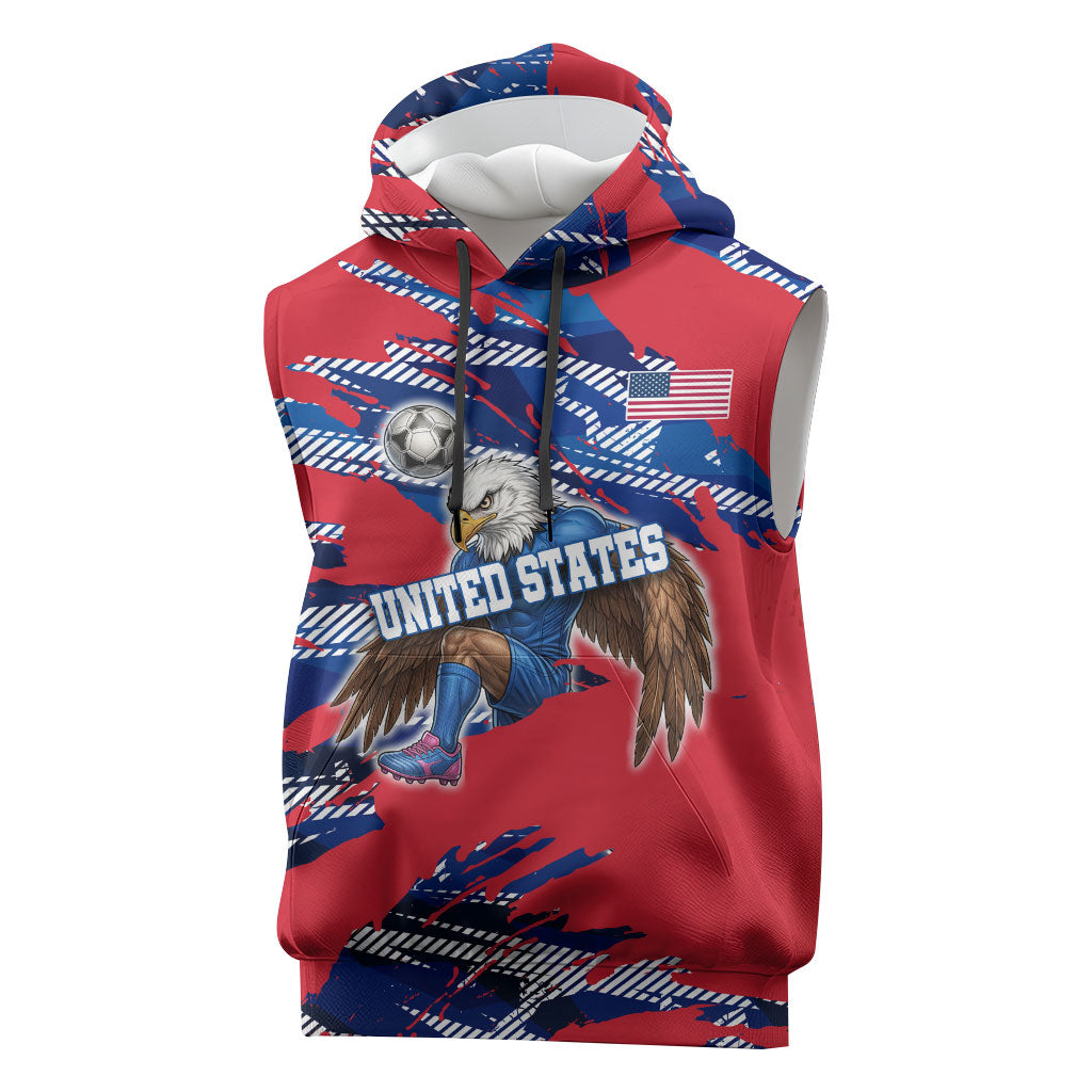 Personalized United States Soccer Eagle Sleeveless Hoodie American Flag Grunge Patriot Art
