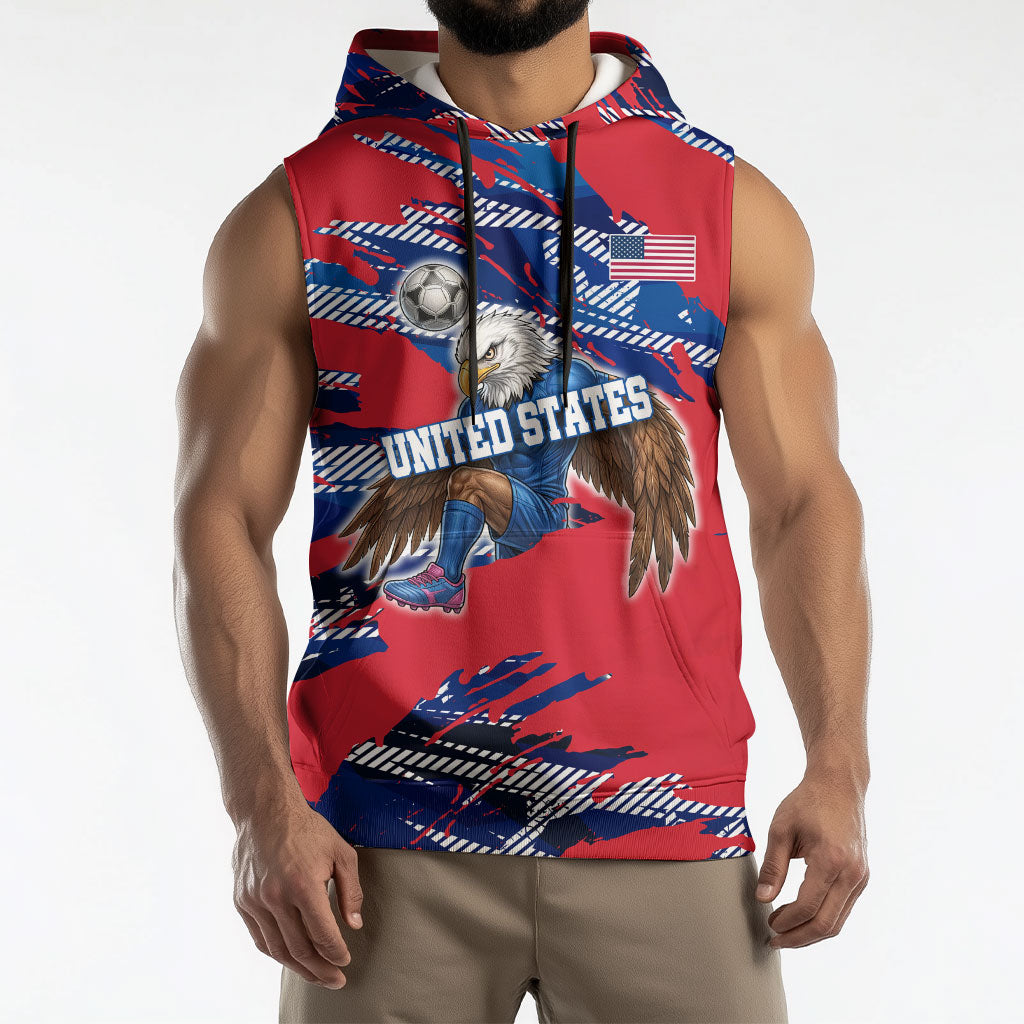 Personalized United States Soccer Eagle Sleeveless Hoodie American Flag Grunge Patriot Art