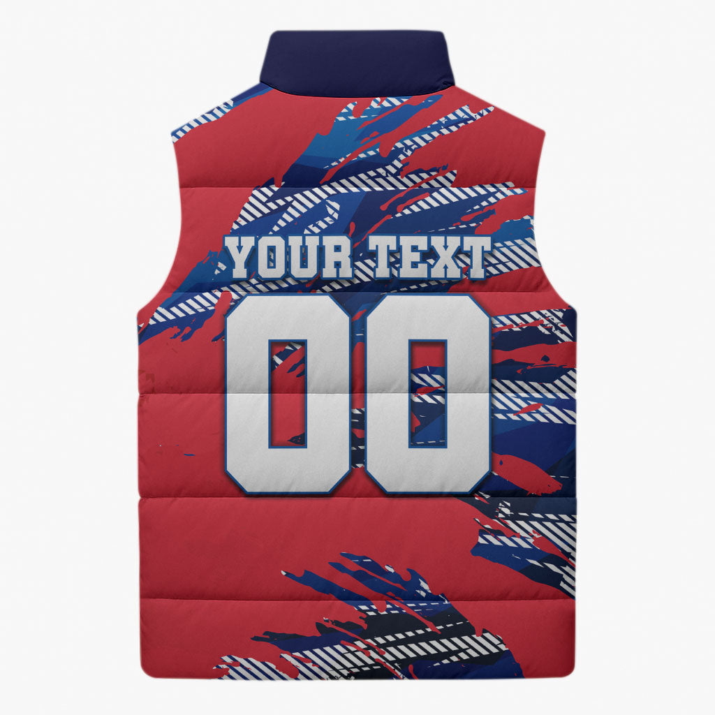 Personalized United States Soccer Eagle Sleeveless Puffer Jacket American Flag Grunge Patriot Art