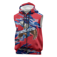 Personalized United States Soccer Eagle Sleeveless Zip Hoodie American Flag Grunge Patriot Art