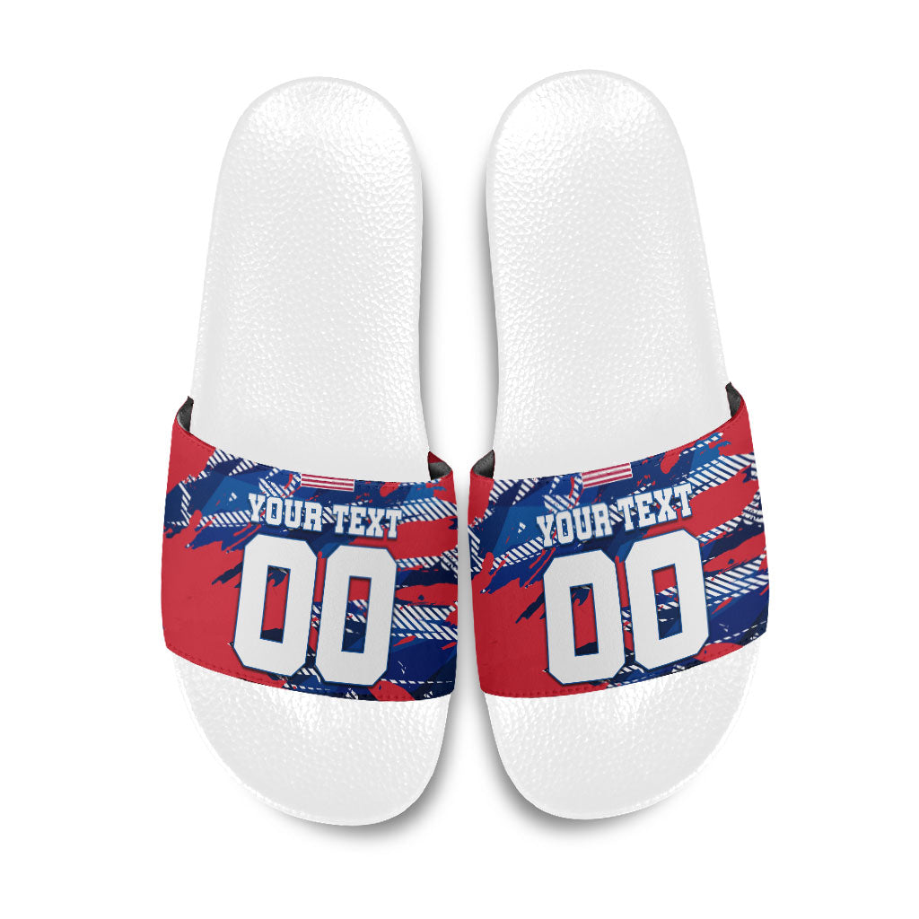 Personalized United States Soccer Eagle Slide Sandals American Flag Grunge Patriot Art