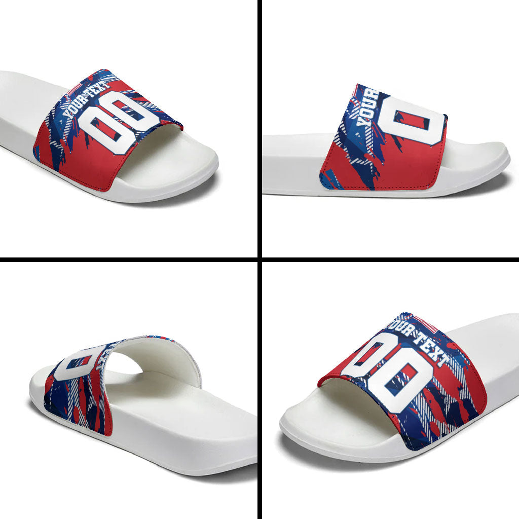 Personalized United States Soccer Eagle Slide Sandals American Flag Grunge Patriot Art
