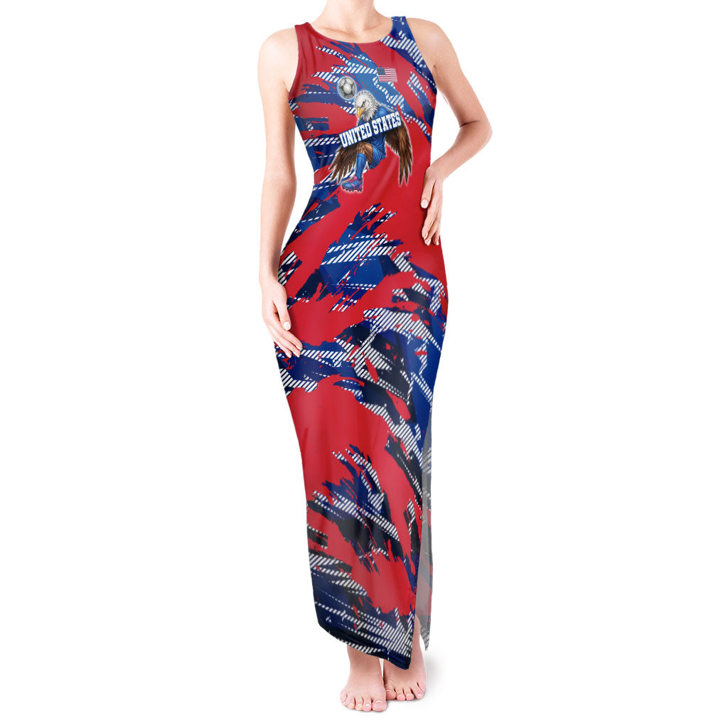 Personalized United States Soccer Eagle Tank Maxi Dress American Flag Grunge Patriot Art